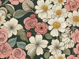 naadloos patroon bloemen ontwerp foto