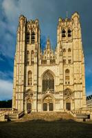 kathedraal van st. michael en st. gudula in brussel, belgië foto