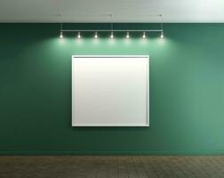 blanco foto kader Aan groen pastel muur minimalistische bespotten omhoog ai gegenereerd