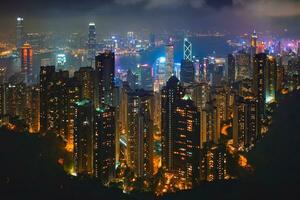 hong Kong wolkenkrabbers horizon stadsgezicht visie foto