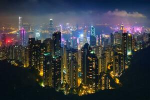 hong Kong wolkenkrabbers horizon stadsgezicht visie foto