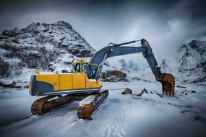 oud graafmachine in winter foto