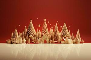 Kerstmis groet kaart. feestelijk decoratie Aan bokeh achtergrond. nieuw jaar concept gegenereerd met ai foto