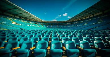 stoelen in de stadion, sport- arena Amerikaans voetbal, hockey, basketbal, volleybal, tennis - ai gegenereerd beeld foto
