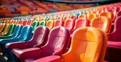 stoelen in de stadion, sport- arena Amerikaans voetbal, hockey, basketbal, volleybal, tennis - ai gegenereerd beeld foto