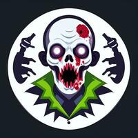 ai gegenereerd zombie ondood portret avatar klem kunst gamer icoon sticker decoratie gemakkelijk achtergrond foto