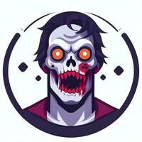 ai gegenereerd zombie ondood portret avatar klem kunst gamer icoon sticker decoratie gemakkelijk achtergrond foto