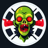 ai gegenereerd zombie ondood portret avatar klem kunst gamer icoon sticker decoratie gemakkelijk achtergrond foto