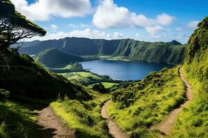 mooi landschap van azoren eilanden ai gegenereerd foto