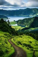 mooi landschap van azoren eilanden ai gegenereerd foto