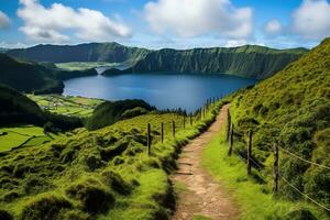 mooi landschap van azoren eilanden ai gegenereerd foto