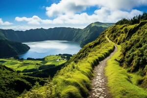 mooi landschap van azoren eilanden ai gegenereerd foto