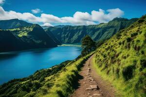 mooi landschap van azoren eilanden ai gegenereerd foto