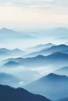 ai gegenereerd mooi landschap van bergen in mistig Goedemorgen schoonheid in natuur.ai gegenereerd foto