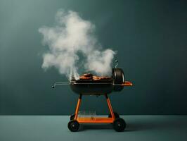 barbecue met rook minimalisme. hoog kwaliteit. ai generatief foto