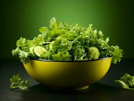 filmische foto van groen salade helder minimalisme. hoge resolutie. ai generatief