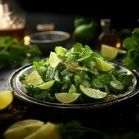 filmische foto van groen salade. hoog kwaliteit. ai generatief