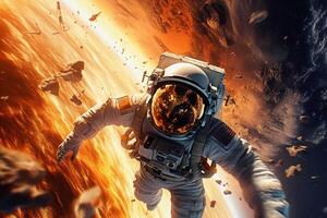 astronaut in buitenste ruimte. wetenschap fictie. elementen van deze beeld gemeubileerd door NASA gegenereerd met ai foto