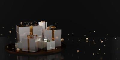 geschenkdoos en lint vakantie decoratie achtergrond 3d illustratie
