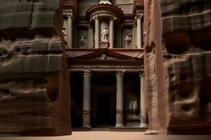 petra tempel van Jordanië. genereren ai foto