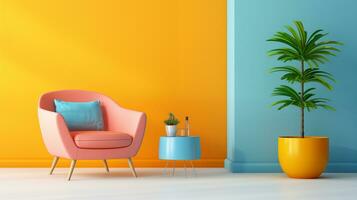 kleurrijk leven kamer met meubilair. ai gegenereerd foto
