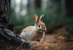 konijn Woud natuur buitenshuis. genereren ai foto