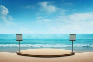 tropisch strand podium voor Product Scherm. ai generatief foto