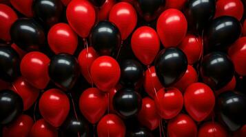 glanzend zwart rood ballonnen ai gegenereerd banier achtergrond kopiëren ruimte foto