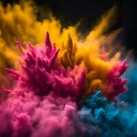 Super goed explosie gekleurde verf kunst. generatief ai foto