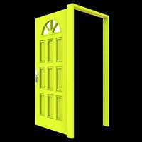 geel deur geopenbaard poort tegen geïsoleerd wit backdrop foto