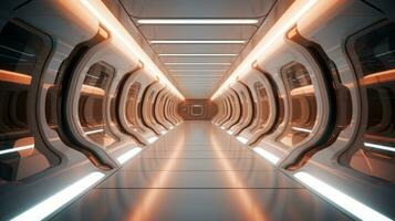 ai gegenereerd leeg futuristische tunnel. technologie ontwerp. foto