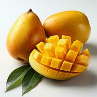 detailopname foto van vers mango bloemen Aan een geïsoleerd wit achtergrond generatief ai