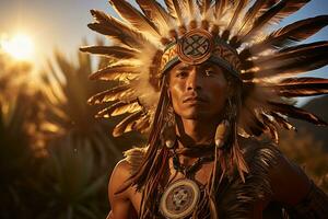 inheems Amerikaans Mens Indisch stam portret foto