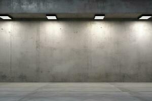 leeg beton kamer muur en gloeiend lampen.generatief ai. foto
