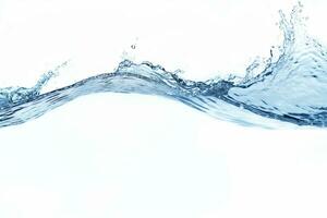 blauw water plons geïsoleerd Aan wit achtergrond, blauw water plons Golf, water druppels en kroon van plons van water foto
