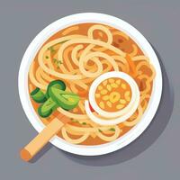 ai gegenereerd ramen noodle portret avatar klem kunst gamer icoon sticker decoratie gemakkelijk achtergrond foto