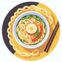 ai gegenereerd ramen noodle portret avatar klem kunst gamer icoon sticker decoratie gemakkelijk achtergrond foto