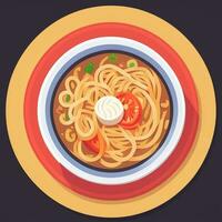 ai gegenereerd ramen noodle portret avatar klem kunst gamer icoon sticker decoratie gemakkelijk achtergrond foto