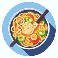 ai gegenereerd ramen noodle portret avatar klem kunst gamer icoon sticker decoratie gemakkelijk achtergrond foto