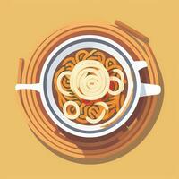 ai gegenereerd ramen noodle portret avatar klem kunst gamer icoon sticker decoratie gemakkelijk achtergrond foto