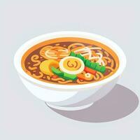 ai gegenereerd ramen noodle portret avatar klem kunst gamer icoon sticker decoratie gemakkelijk achtergrond foto