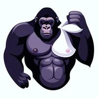 ai gegenereerd gorilla icoon avatar gamer klem kunst sticker decoratie gemakkelijk achtergrond foto