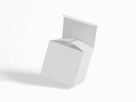 plein doos verpakking wit backgrounnd karton papier met realistisch structuur foto