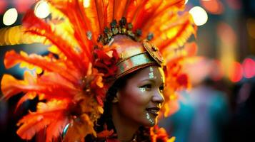 detailopname foto van vrouw in carnaval kostuum. generatief ai