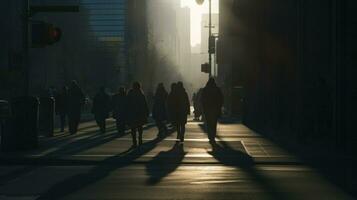 foto beeltenis een somber en druk stad. generatief ai