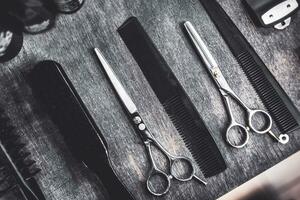 accessoires voor kapsels zijn Aan de plank in de salon foto