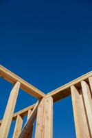 abstract perspectief van een huis hout bouw inlijsten. foto
