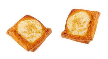 broodjes met huisje kaas geïsoleerd Aan wit achtergrond foto
