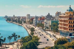 ai gegenereerd antenne visie van de stad van Valletta, Malta, visie van Havana stad en malecon, ai gegenereerd foto