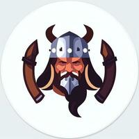 ai gegenereerd viking gamer logo avatar klem kunst icoon sticker decoratie gemakkelijk achtergrond foto